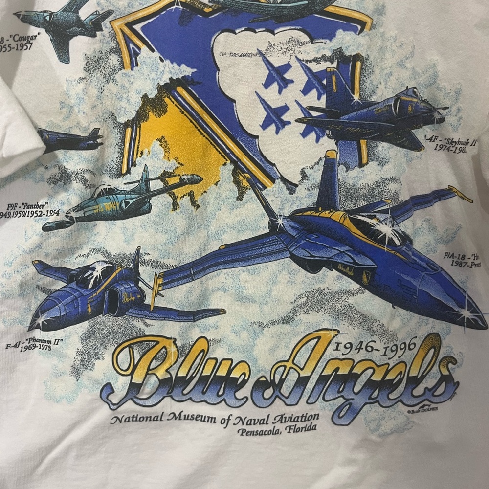 Mens Vintage 1996 Blue Angels Tee Shirt With Graphic XL